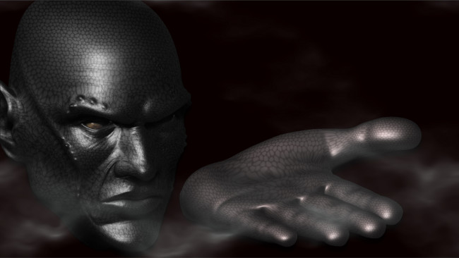 Обои картинки фото 3д, графика, creatures, существа, ладонь, лицо