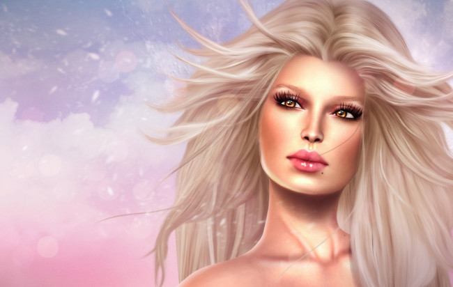 Обои картинки фото 3д, графика, portraits, портрет, блондинка, девушка, волосы