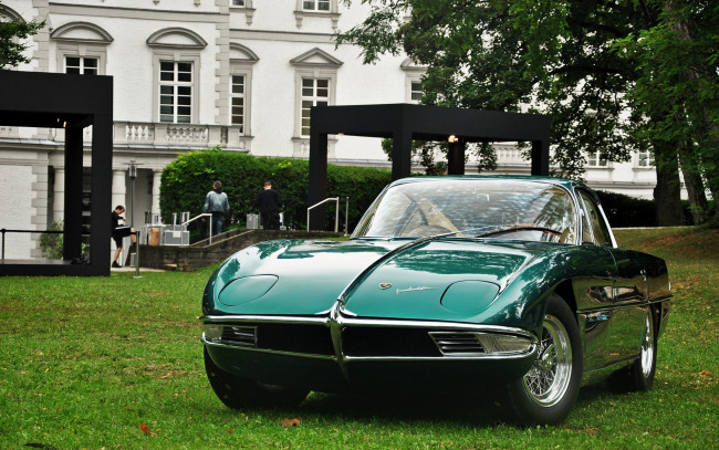 Обои картинки фото 1963, lamborghini, 350, gtv, автомобили, классика, лужайка