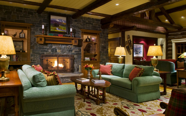 Обои картинки фото интерьер, гостиная, мебель, камин