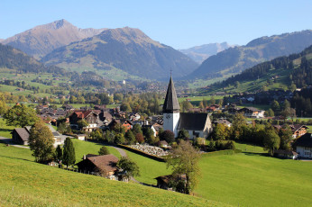 Картинка швецария++fribourg города -+пейзажи швецария пейзаж горы городок дома fribourg
