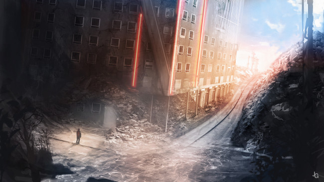 Обои картинки фото фэнтези, иные миры,  иные времена, запустение, город, руины, постапокалипсис