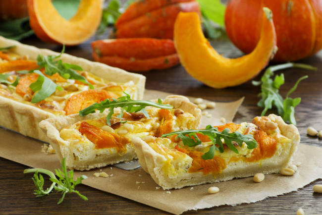 Обои картинки фото еда, пироги, тыква, кусочки, выпечка, пирог