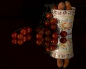 Картинка еда овощи ваза морковка томаты