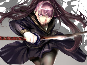 Картинка аниме оружие +техника +технологии форма рывок лезвие матроска катана школьница