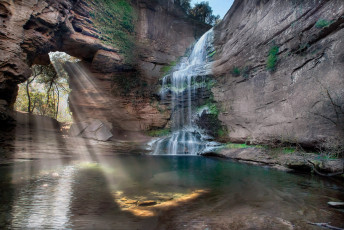 Картинка природа водопады лес река водопад