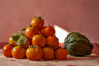 Картинка еда фрукты+и+овощи+вместе хурма тыква