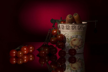 Картинка еда овощи ваза морковка томаты