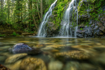 Картинка природа водопады лес водопад река