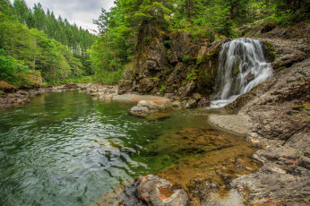Картинка природа водопады река лес водопад