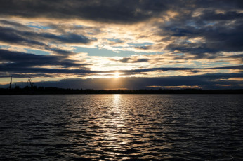 Картинка река+кама природа восходы закаты небо тучи краны вода вечер закат солнце