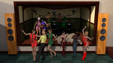 Картинка 3д+графика фантазия+ fantasy танцы музыка отдых девушки