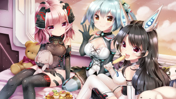 Картинка аниме оружие +техника +технологии еда арт девочки mvv