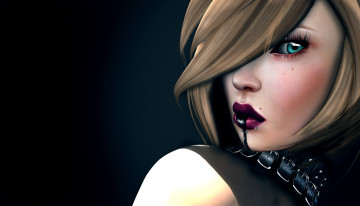 Картинка 3д+графика портрет+ portraits девушка лицо волосы взгляд губы фон