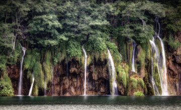 Картинка природа водопады лес водопад река