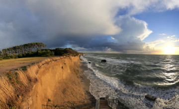 Картинка природа восходы закаты рассвет прибой пляж океан