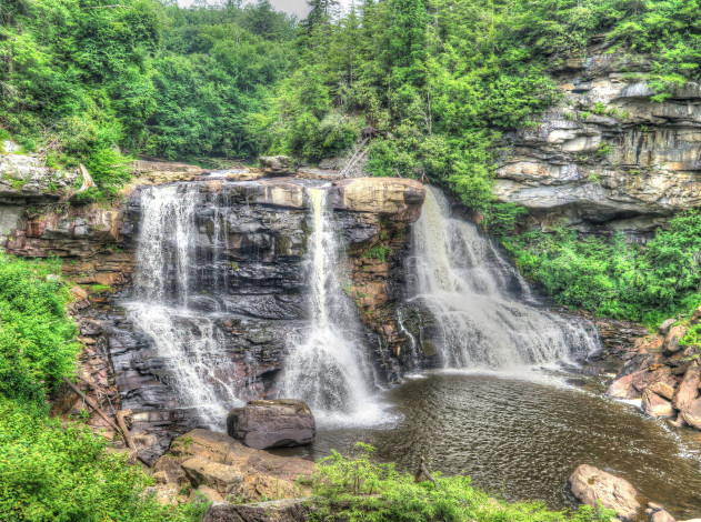 Обои картинки фото природа, водопады, река, лес, водопад