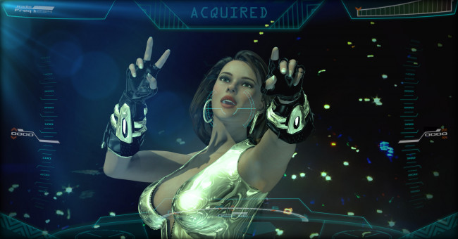 Обои картинки фото 3д графика, фантазия , fantasy, девушка, взгляд, фон, amazonka, falling, arrow