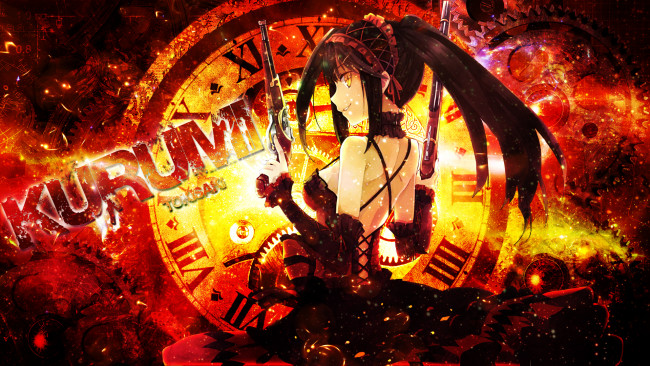 Обои картинки фото аниме, date a live, dinocojv, арт, девушка, часы