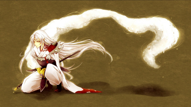 Обои картинки фото аниме, inuyasha, демон, sesshomaru, арт
