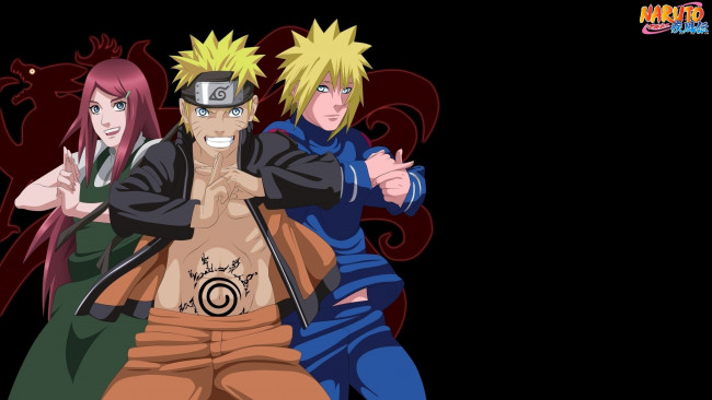 Обои картинки фото аниме, naruto, kisi86, uzumaki, namikaze, minato, kushina, shippuden