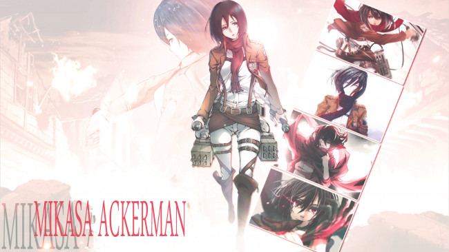 Обои картинки фото аниме, shingeki no kyojin, dinocojv, арт, микаса, акерман