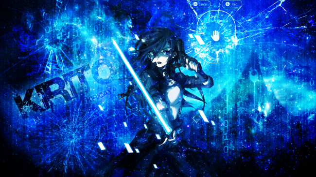 Обои картинки фото аниме, sword art online, кирито, абстракция, арт, dinocojv