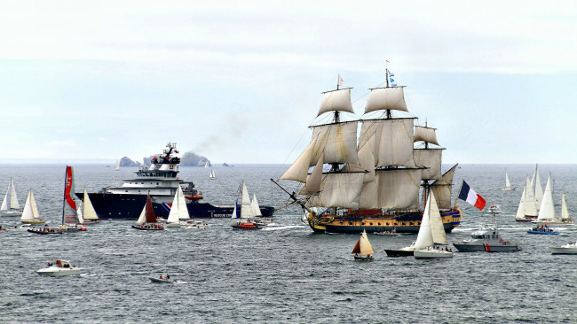 Обои картинки фото корабли, разные вместе, регата
