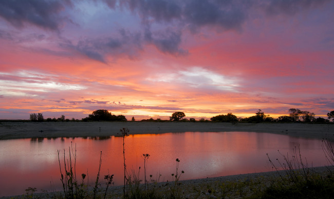 Обои картинки фото природа, восходы, закаты, вечер, небо, озеро