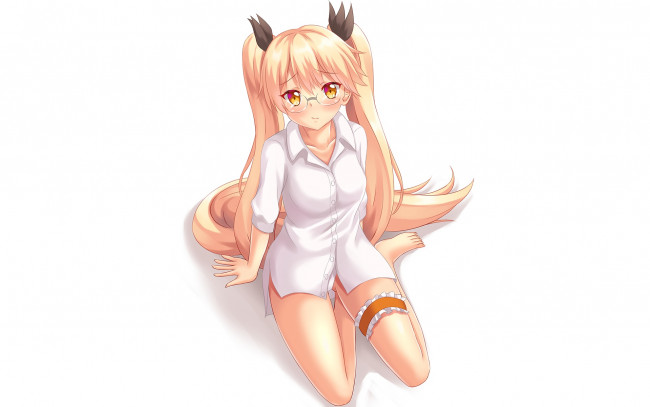 Обои картинки фото аниме, unknown,  другое, волосы, фон, взгляд, очки, девушка