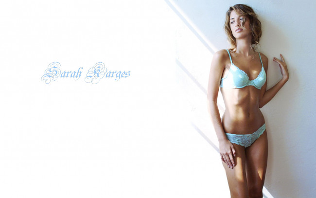 Обои картинки фото девушки, sarah karges, взгляд, стена, белье, блики