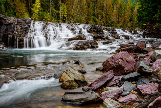 Обои картинки фото природа, водопады, водопад, река, лес