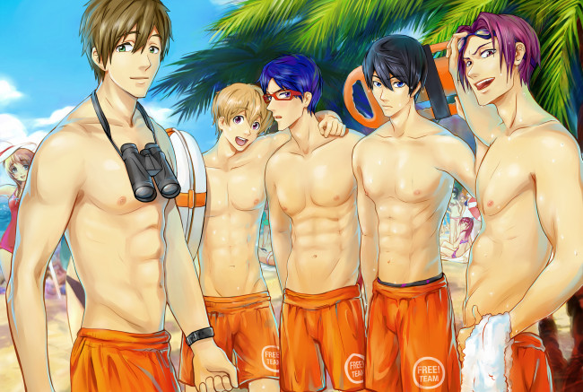 Обои картинки фото аниме, free, арт, парни, всплеск