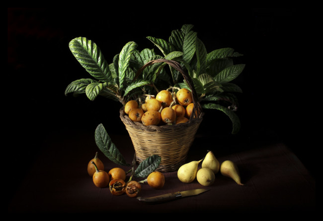 Обои картинки фото еда, фрукты,  ягоды, груши, корзина