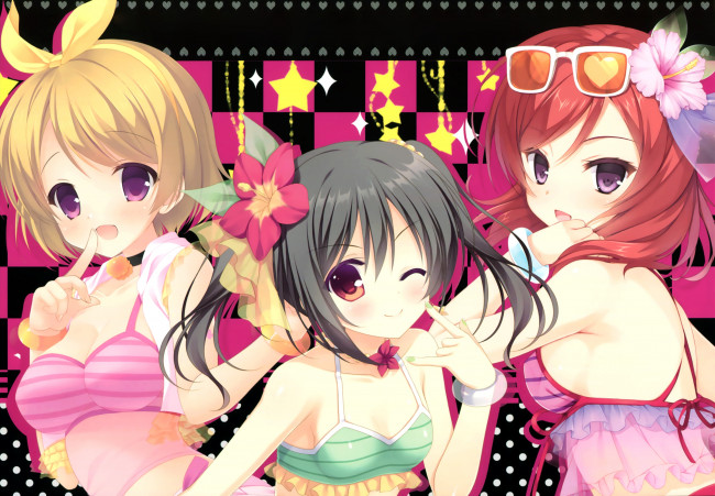 Обои картинки фото аниме, unknown,  другое, девушки, фон, взгляд