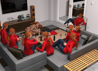 Картинка 3д+графика люди+ people фон девушки взгляд