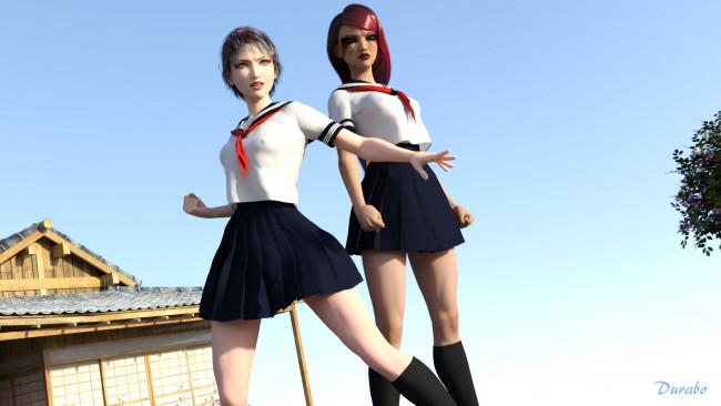 Обои картинки фото 3д графика, люди , people, фон, взгляд, девушки