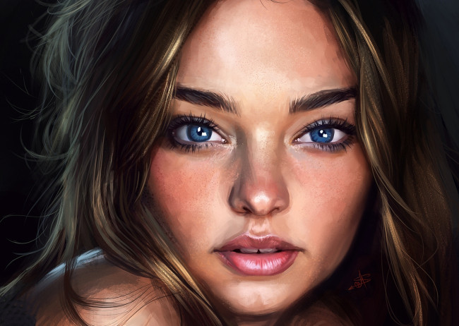 Обои картинки фото рисованное, люди, miranda, kerr, модель, лицо, красота, девушка, art