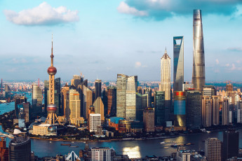 Картинка города шанхай+ китай кнр здания река город шанхай