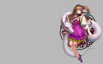 Картинка аниме животные +существа змея арт девушка