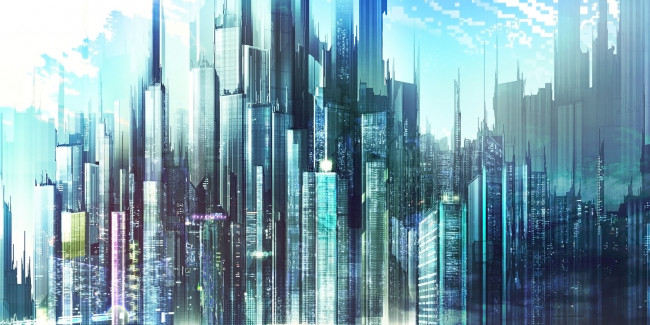 Обои картинки фото аниме, город,  улицы,  здания