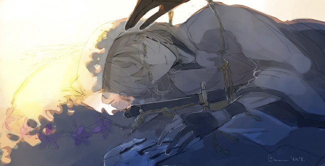 Обои картинки фото аниме, touken ranbu, танец, мечей