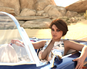 Картинка 3д+графика люди-авто мото+ people-+car+ +moto девушка фон взгляд