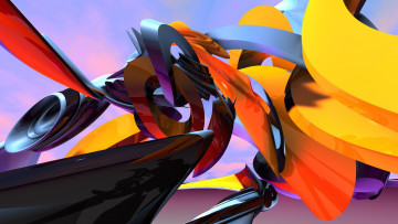 Картинка 3д+графика абстракция+ abstract переплетение фигуры ленты полосы