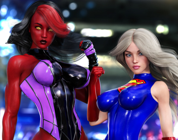 Обои картинки фото 3д графика, фантазия , fantasy, фон, взгляд, девушки