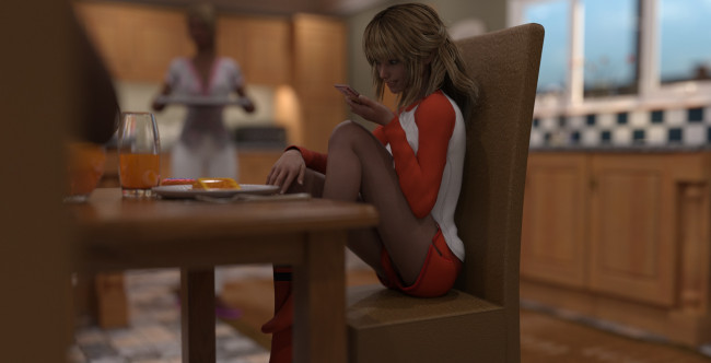 Обои картинки фото 3д графика, люди , people, фон, взгляд, девушка