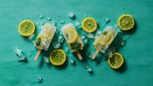 Обои картинки фото еда, мороженое,  десерты, лед, лимон