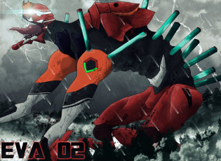 Картинка аниме evangelion eva меха робот монстр