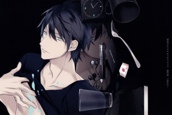 Картинка аниме unknown +другое+ парень часы стакан наушники чашка