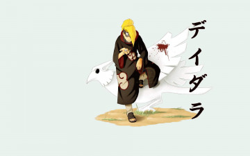 Картинка аниме naruto дейдара плащ акацки птица иероглифы